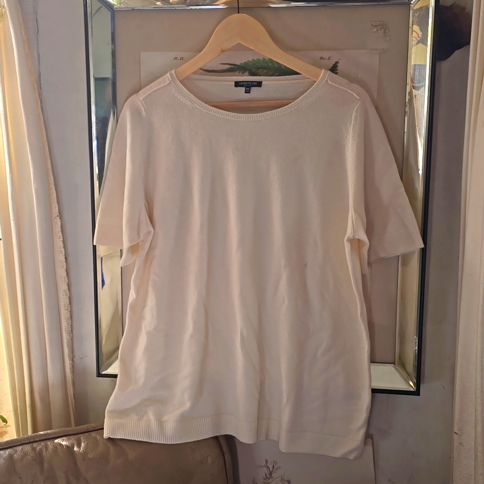 Cashmere Tee Sweater Lafayette 148 Creme Off White Plus Size Xxl / 2xl